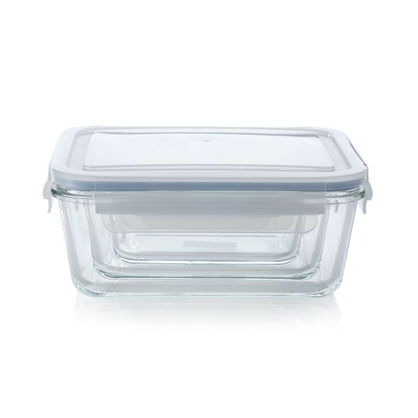 Borosilicate Glass Food Containers Rectangle | Set of 3 (485ml, 970ml & 1730ml)